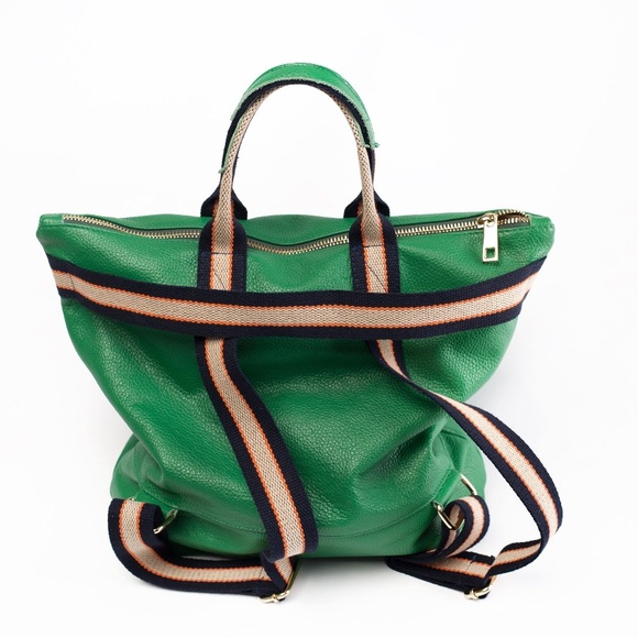 Jasper Backpack Handmade Handbag Backpack in Green Leather 2 in 1 Hammer - Picture 3 of 4